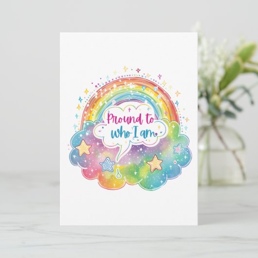 Proud to Who I Am Rainbow Art Self Love Pride Gift 招待状 (スタンド正面)