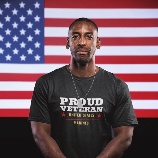 Proud U.S. Marines Veteran Military Pride トライブレンドＴシャツ