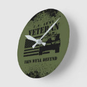 Proud US Army Veteran ラウンド壁時計 (傾斜)