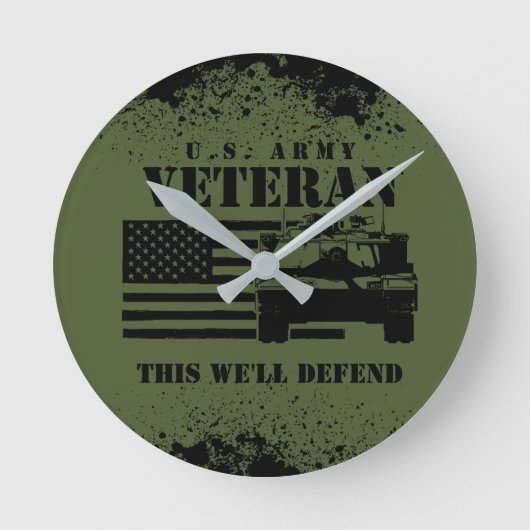 Proud US Army Veteran ラウンド壁時計 (正面)