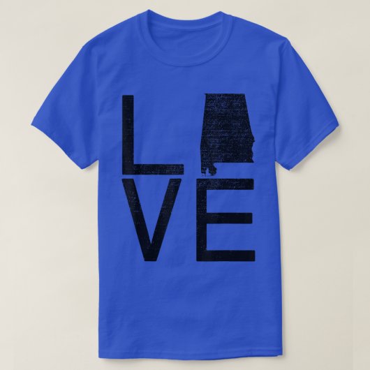 Proud USA Fan StateLOVE Map Alabama Tシャツ (デザイン正面)