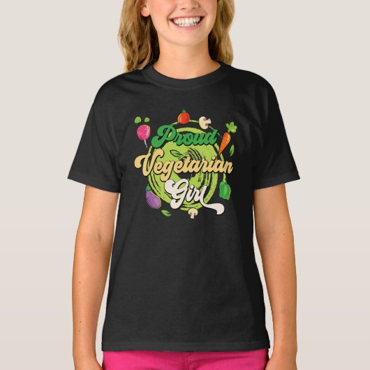 Proud Vegetarian Girl World Vegetarian Day Vegan L Tシャツ (正面)