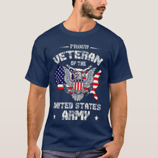 Proud Veteran ofhe US Army USA Flag Soldier Vetera Tシャツ