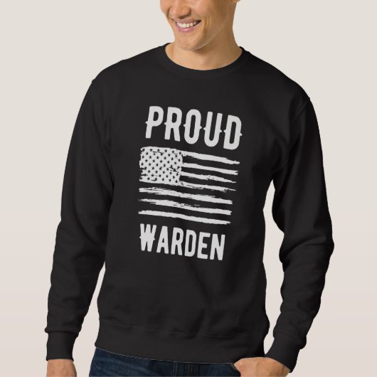 Proud Warden Profession American Flag Premium スウェットシャツ (正面)