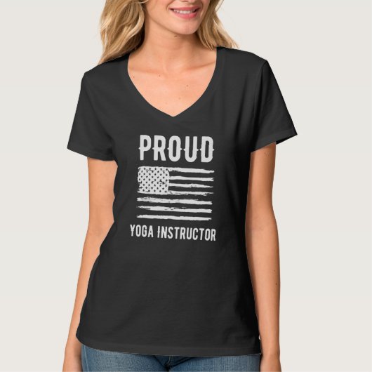 Proud Yoga Instructor Profession American Flag Pre Tシャツ (正面)