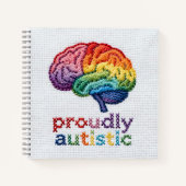 Proudly Autistic Embroidered Rainbow Brain Design  ノートブック (正面)