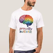Proudly Autistic Embroidered Rainbow Brain Design  Tシャツ (正面)