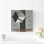Proun 99、抽象芸術アートワーク(El Lissitzky) スクエア壁時計 (ホーム)