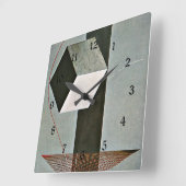 Proun 99、抽象芸術アートワーク(El Lissitzky) スクエア壁時計 (傾斜)