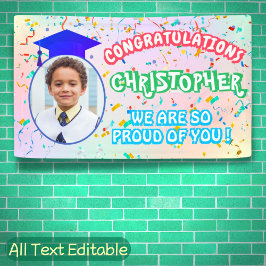 Pround of You卒業キャップ紙吹雪パステル写真 横断幕