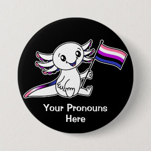 PROUNSかわいいアキソロトルとGenderfluidプライドフラグ 缶バッジ
