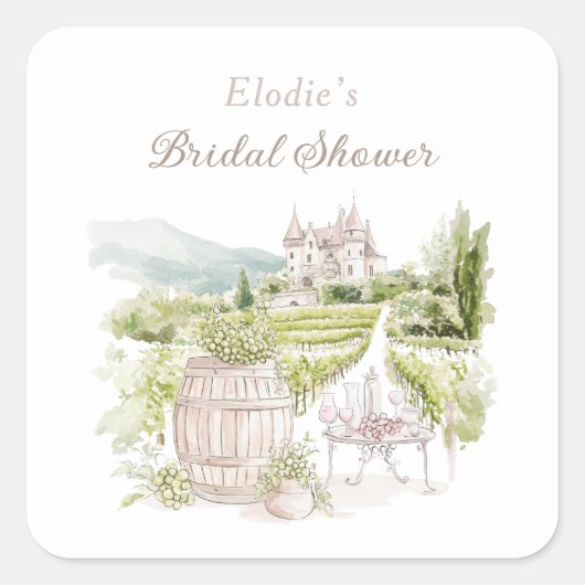 Provence Elegant Chateau French Country Bridal  スクエアシール (正面)