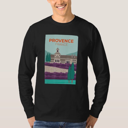 Provence France Picture Illustration Lavender Tシャツ (正面)