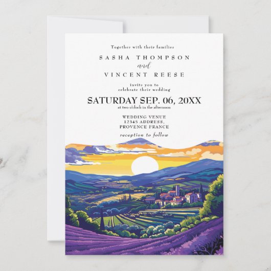 Provence France Wedding Invitation Retro 招待状 (正面)
