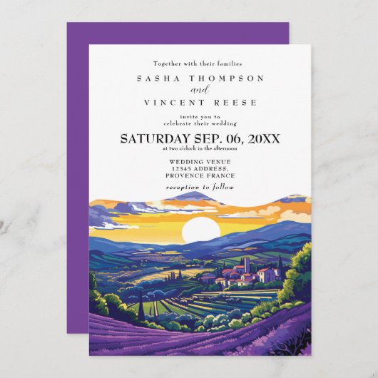 Provence France Wedding Invitation Retro 招待状 (正面/裏面)
