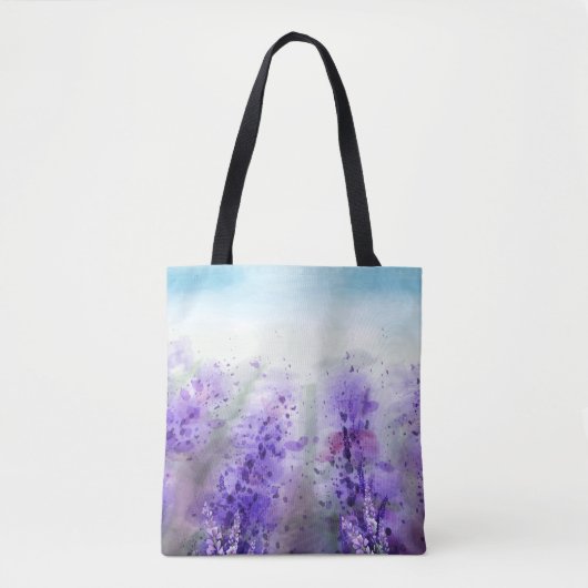 Provence Lavender:ヴィンテージ水彩場 トートバッグ (正面)