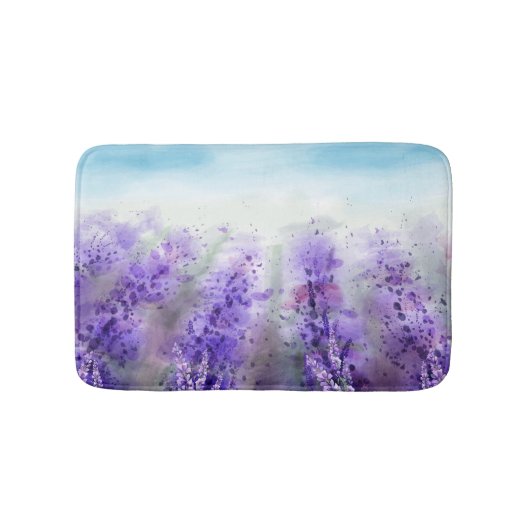 Provence Lavender:ヴィンテージ水彩場 バスマット (正面)