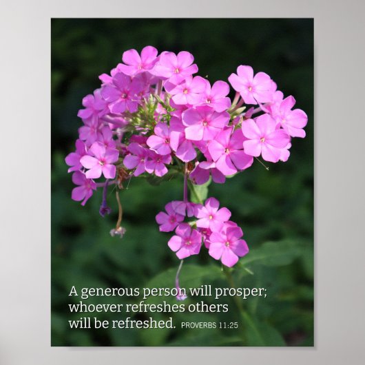 Proverbs 11:25 Pink Phlox Christian ポスター (正面)