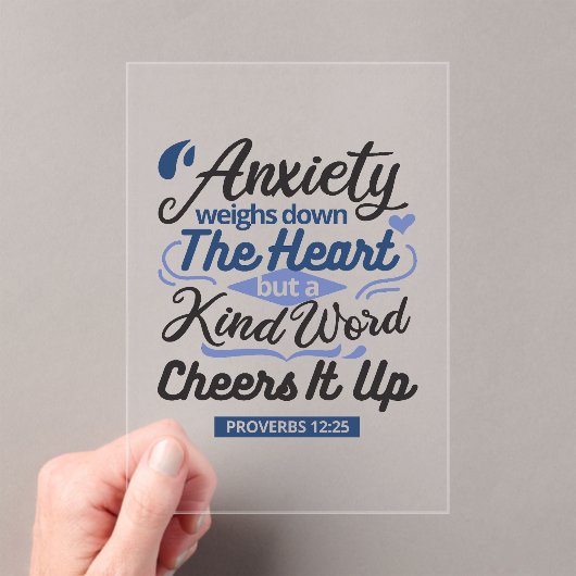 Proverbs 12:25 Bible Verse – Kind Word Art アクリル招待状 (インサイチュ (ポータブル))