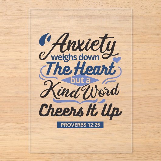Proverbs 12:25 Bible Verse – Kind Word Art アクリル招待状 (正面)