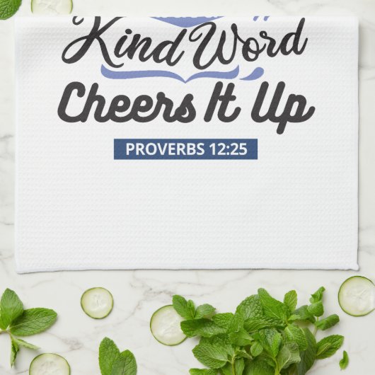 Proverbs 12:25 Bible Verse – Kind Word Art キッチンタオル (折り畳み)