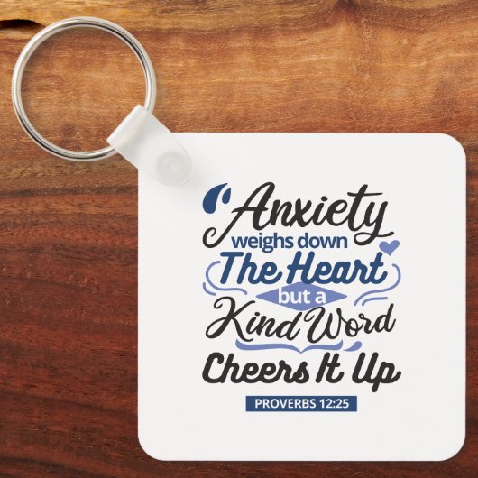 Proverbs 12:25 Bible Verse – Kind Word Art キーホルダー (正面)