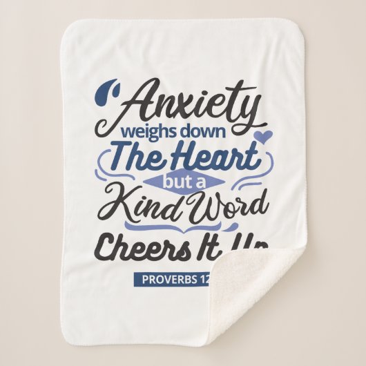Proverbs 12:25 Bible Verse – Kind Word Art シェルパブランケット (正面)