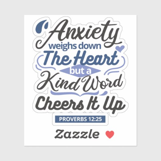 Proverbs 12:25 Bible Verse – Kind Word Art シール (シート)