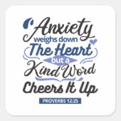 Proverbs 12:25 Bible Verse – Kind Word Art スクエアシール (正面)