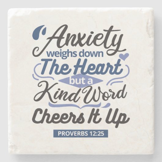 Proverbs 12:25 Bible Verse – Kind Word Art ストーンコースター (正面)