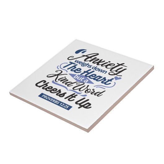 Proverbs 12:25 Bible Verse – Kind Word Art タイル (側面)