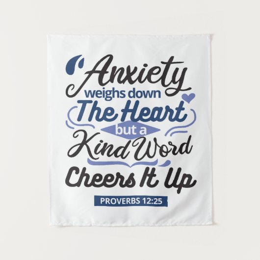Proverbs 12:25 Bible Verse – Kind Word Art タペストリー (正面)
