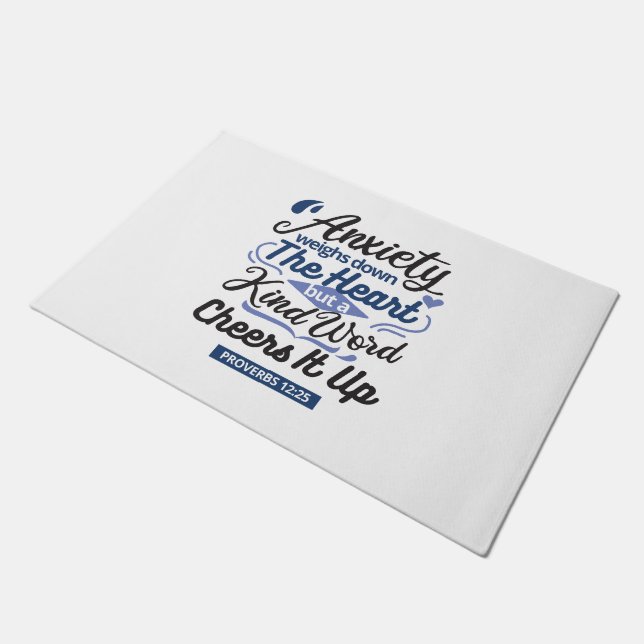 Proverbs 12:25 Bible Verse – Kind Word Art ドアマット (アングル)