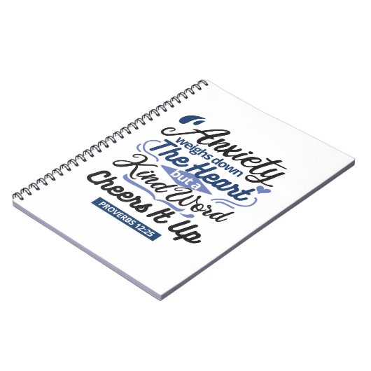 Proverbs 12:25 Bible Verse – Kind Word Art ノートブック (左側)