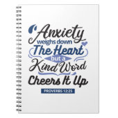 Proverbs 12:25 Bible Verse – Kind Word Art ノートブック (正面)