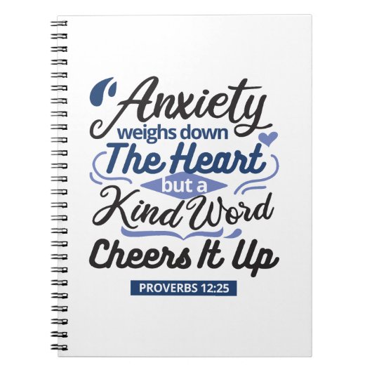 Proverbs 12:25 Bible Verse – Kind Word Art ノートブック (正面)