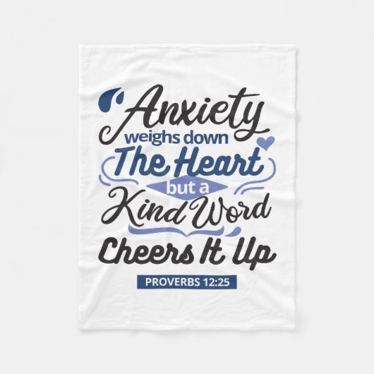 Proverbs 12:25 Bible Verse – Kind Word Art フリースブランケット (正面)
