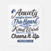 Proverbs 12:25 Bible Verse – Kind Word Art フリースブランケット (正面)