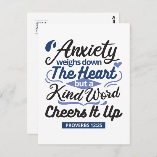 Proverbs 12:25 Bible Verse – Kind Word Art ポストカード (正面/裏面)