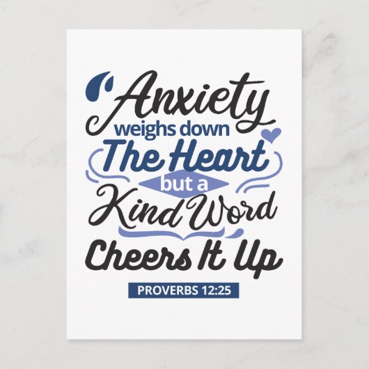 Proverbs 12:25 Bible Verse – Kind Word Art ポストカード (正面)