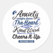 Proverbs 12:25 Bible Verse – Kind Word Art ラウンドシール (正面)