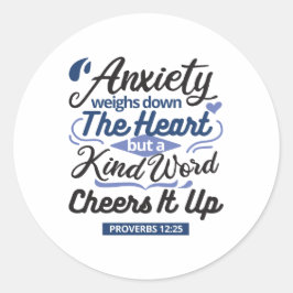 Proverbs 12:25 Bible Verse – Kind Word Art ラウンドシール