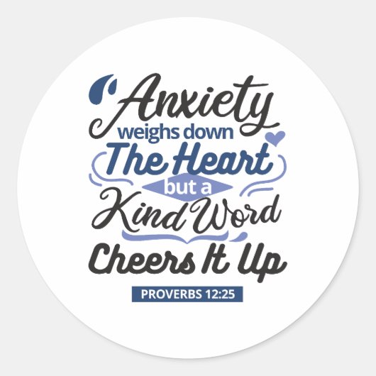 Proverbs 12:25 Bible Verse – Kind Word Art ラウンドシール (正面)