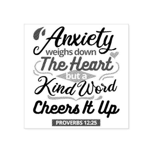 Proverbs 12:25 Bible Verse – Kind Word Art ラバースタンプ (インプリント)