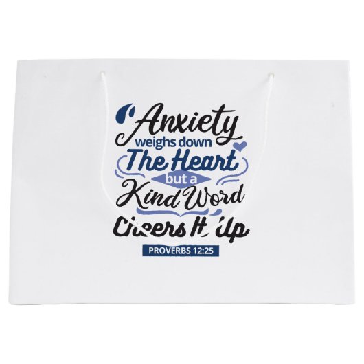 Proverbs 12:25 Bible Verse – Kind Word Art ラージペーパーバッグ (正面)