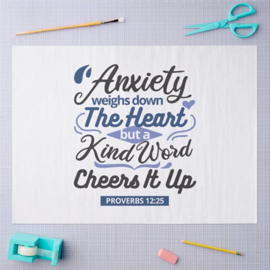 Proverbs 12:25 Bible Verse – Kind Word Art 薄葉紙 (クラフト)