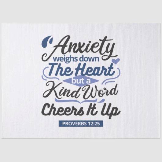 Proverbs 12:25 Bible Verse – Kind Word Art 薄葉紙 (正面)