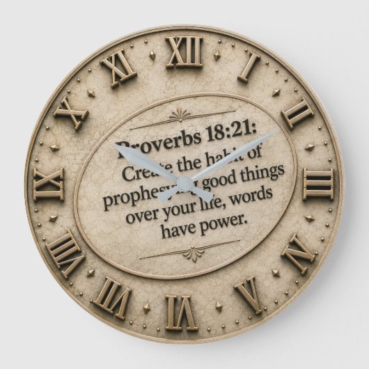Proverbs 18:21 Words Have Power ラージ壁時計 (正面)