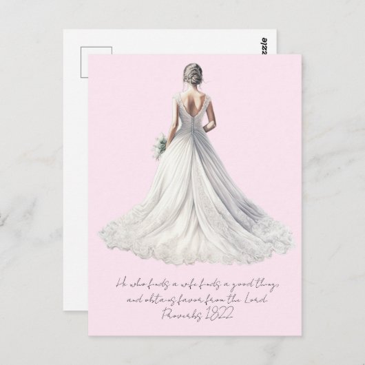 Proverbs 18:22 Wedding Greeting Card ポストカード (正面/裏面)