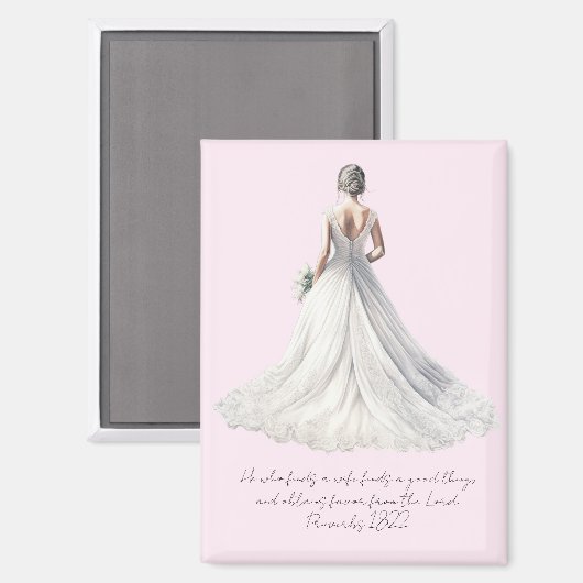 Proverbs 18:22 Wedding Greeting Card マグネット (正面/裏面)
